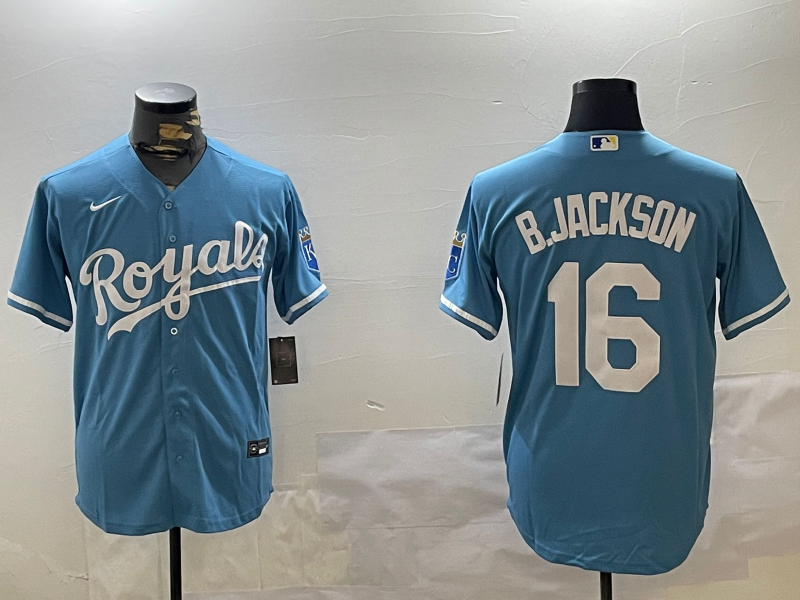 Men's Kansas City Royals #16 Bo Jackson Blue Baseball Jersey
